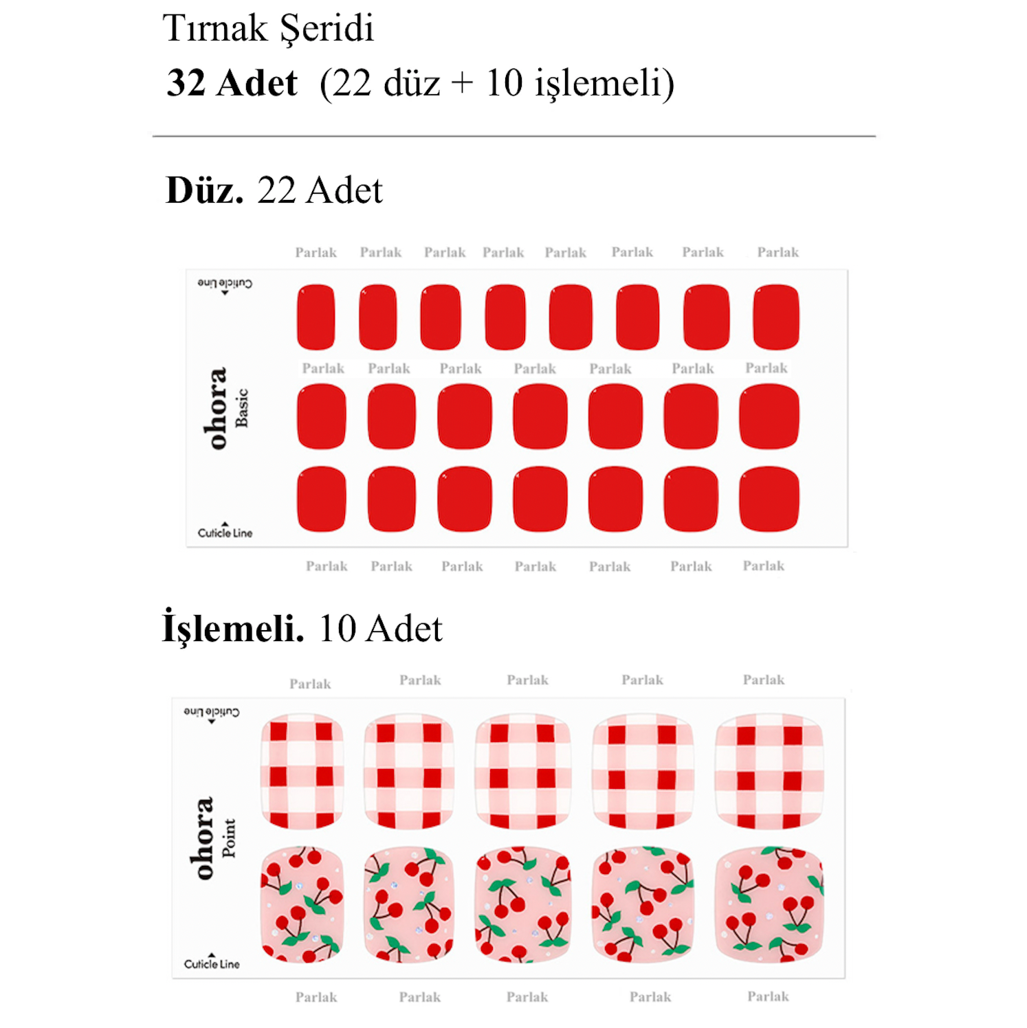 P Cherry Crush Jel Tırnak 32 Adet, 2 Kullanım