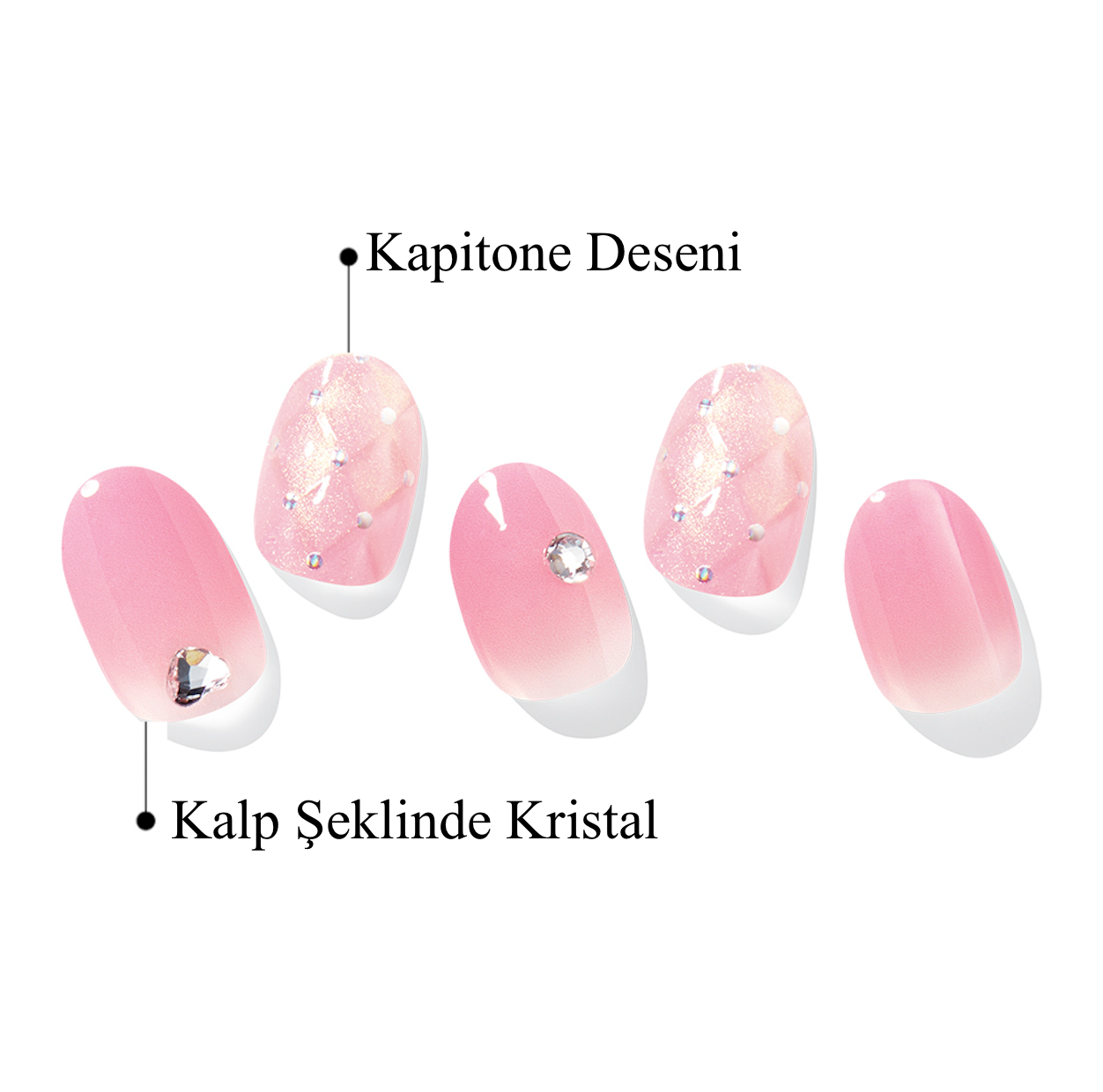 N Quilting Pink Jel Tırnak 30 Adet, 2 Kullanım