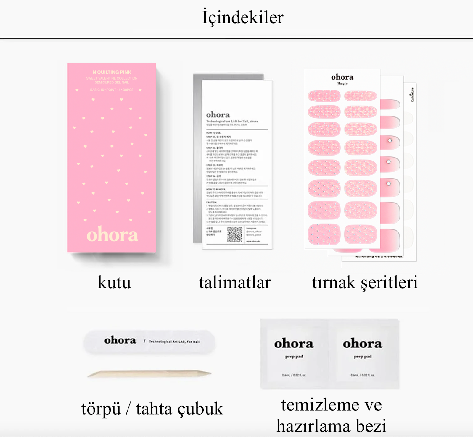 N Quilting Pink Jel Tırnak 30 Adet, 2 Kullanım