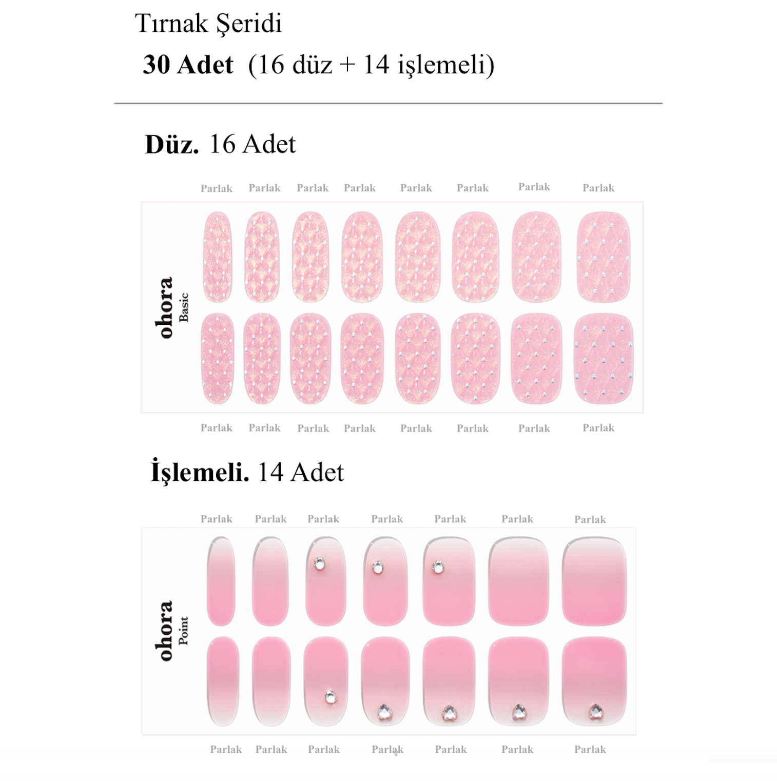 N Quilting Pink Jel Tırnak 30 Adet, 2 Kullanım