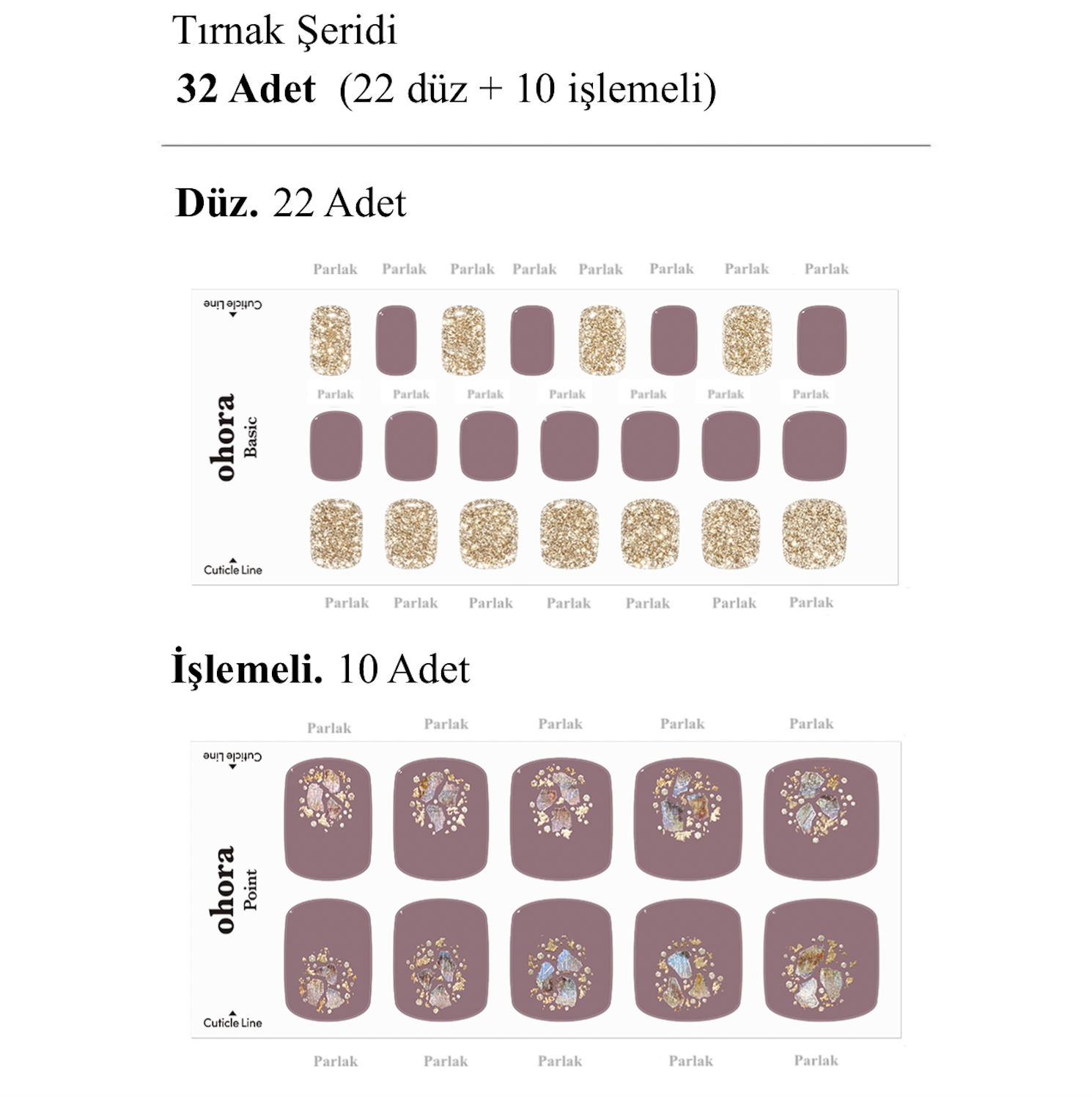 P Shine Blossom Jel Tırnak 32 Adet, 2 Kullanım