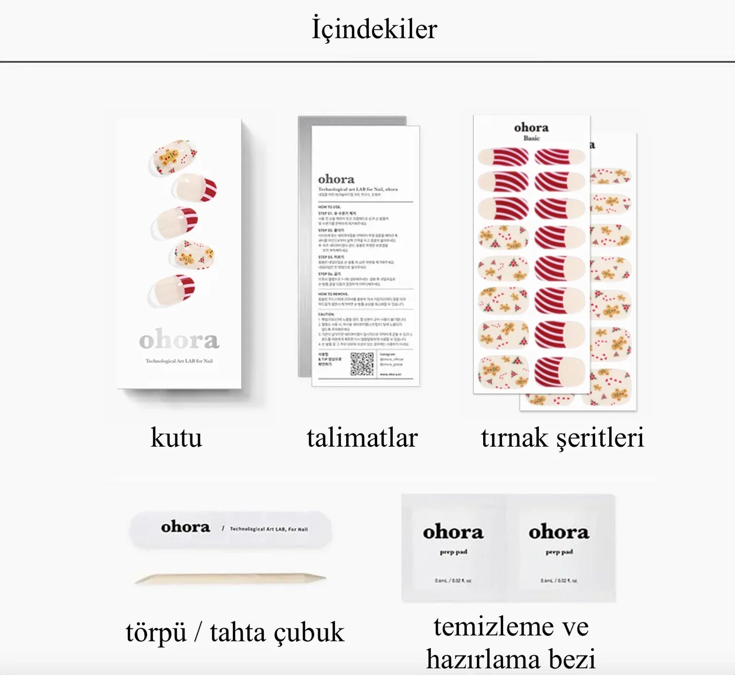 N Gingerbread Cane Jel Tırnak 30 Adet 2 Kullanım