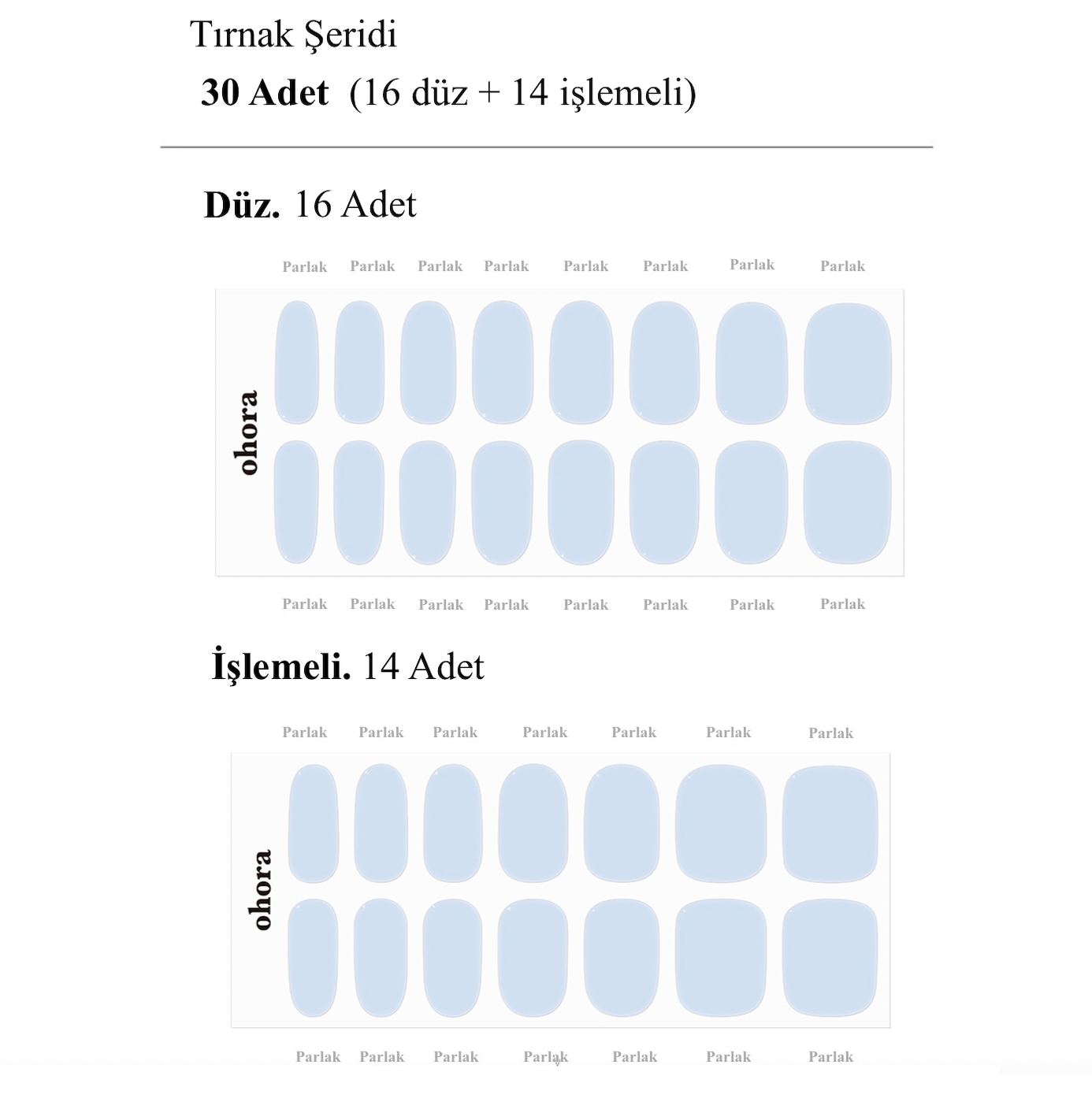 N Greyish Blue Jel Tırnak 30 Adet 2 Kullanım