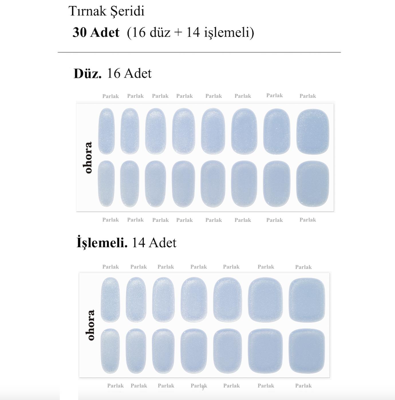 N Light Blue Chrome Jel Tırnak 30 Adet 2 Kullanım