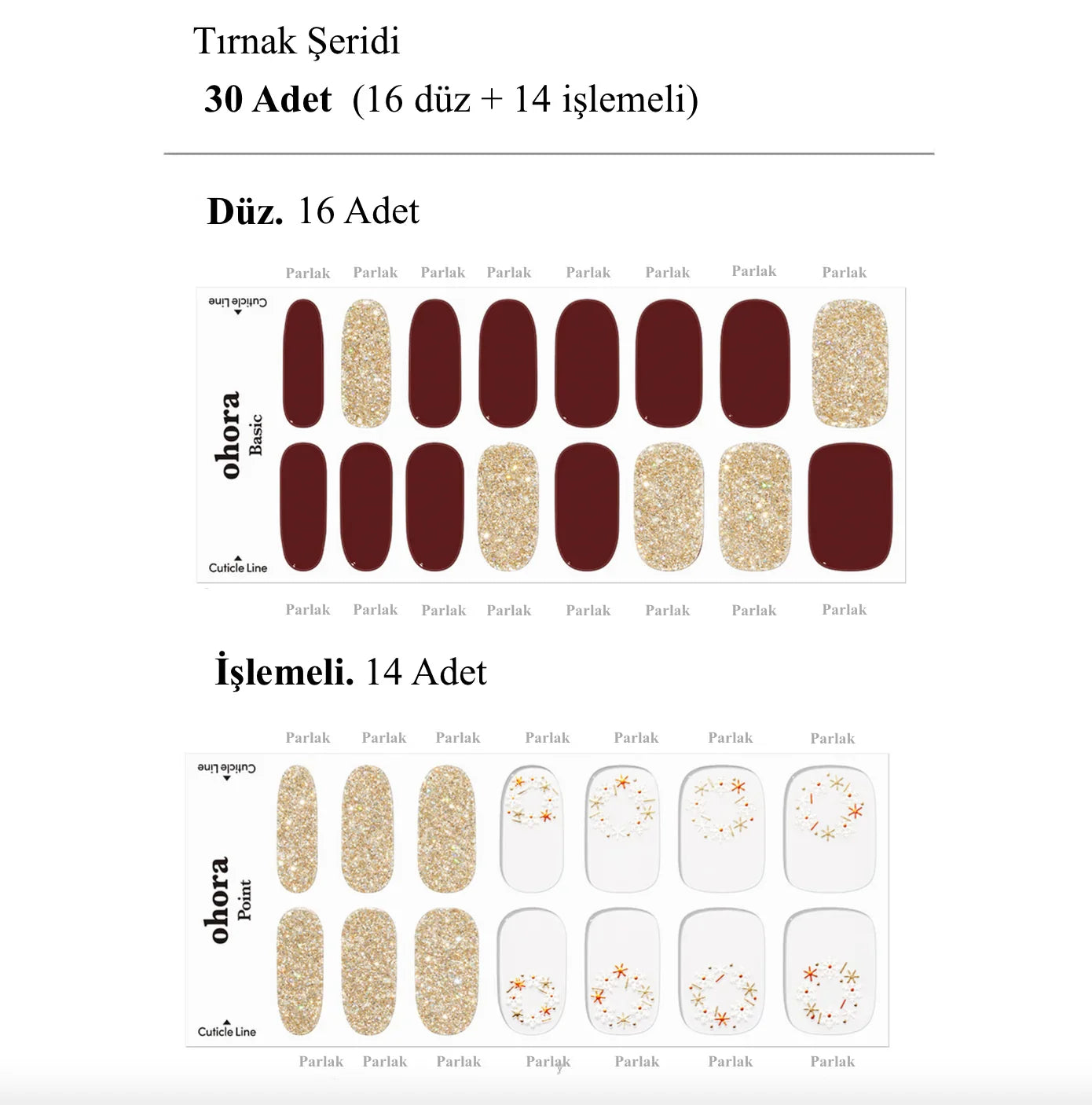 N Poinsettia Jel Tırnak 30 Adet 2 Kullanım