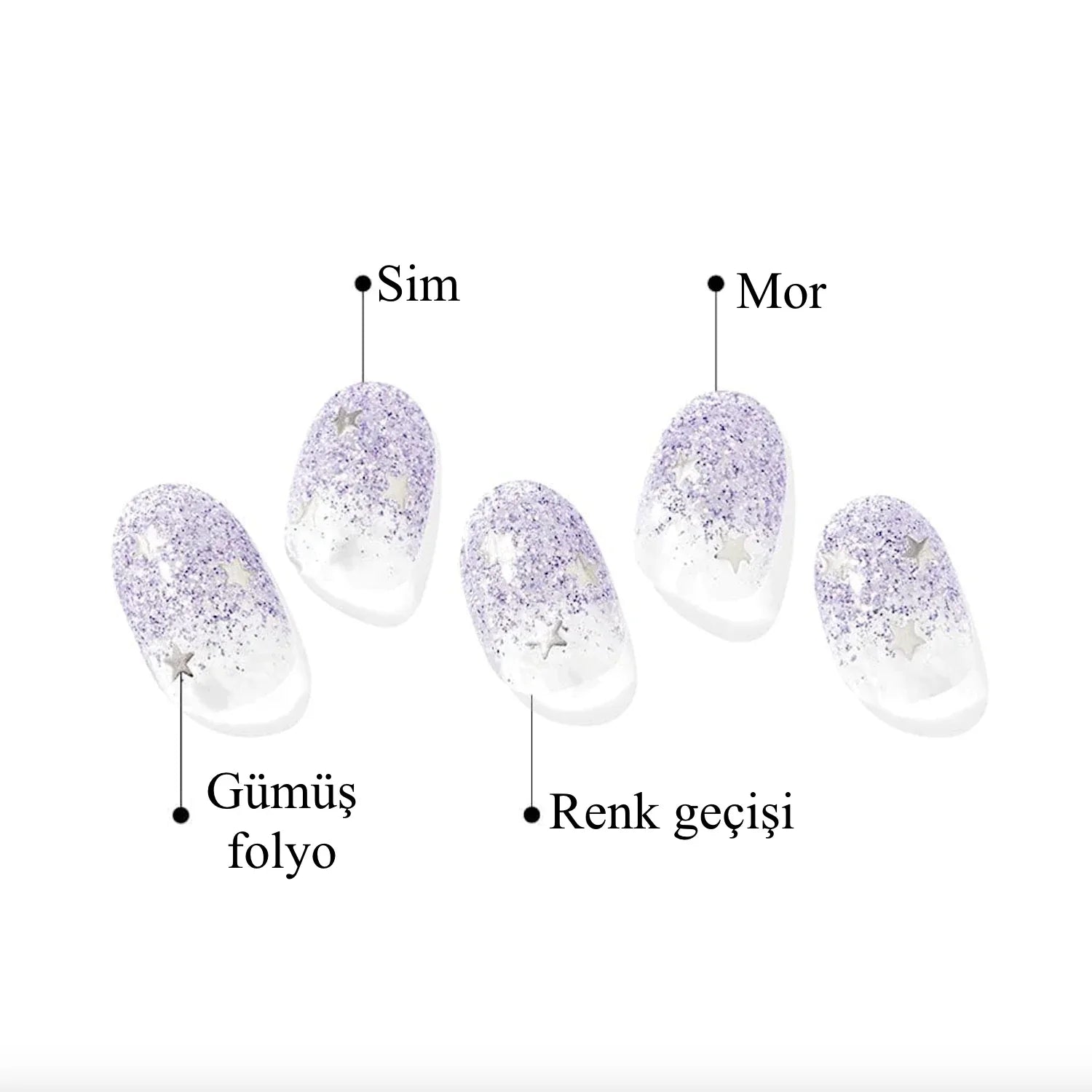 N Shooting Star Jel Tırnak 30 Adet 2 Kullanım