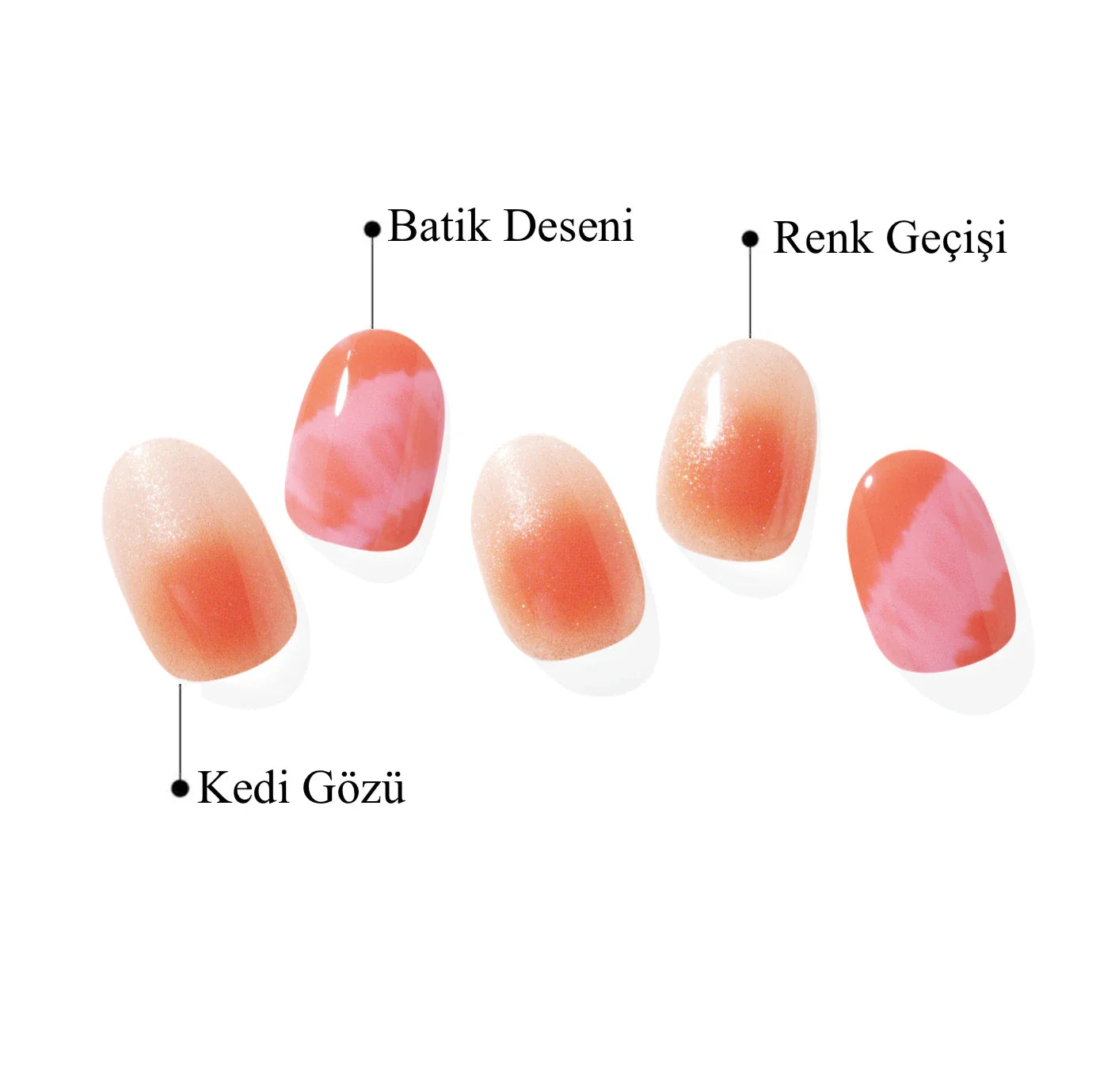 N Tiedye Sunset Jel Tırnak 30 Adet 2 Kullanım