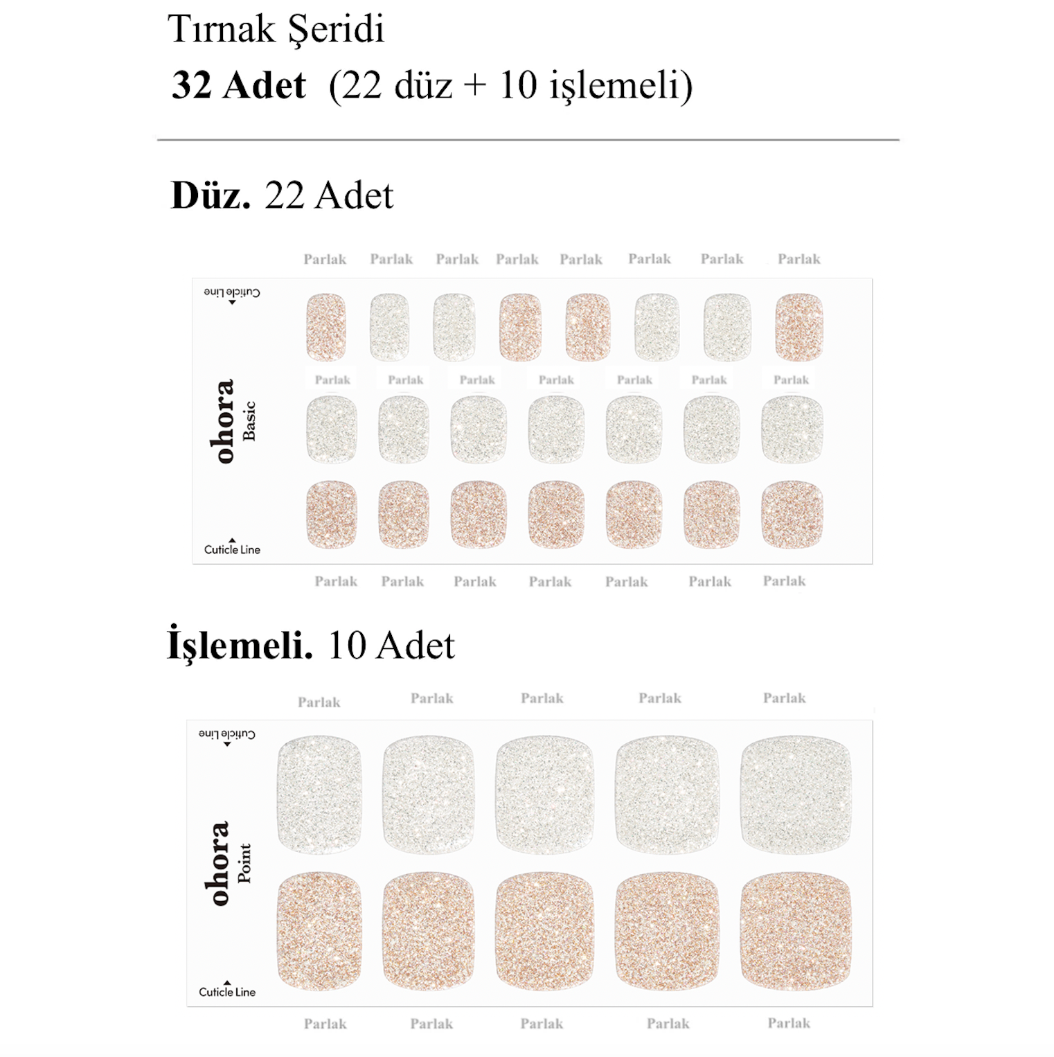 P Aura Jel Tırnak 32 Adet 2 Kullanım