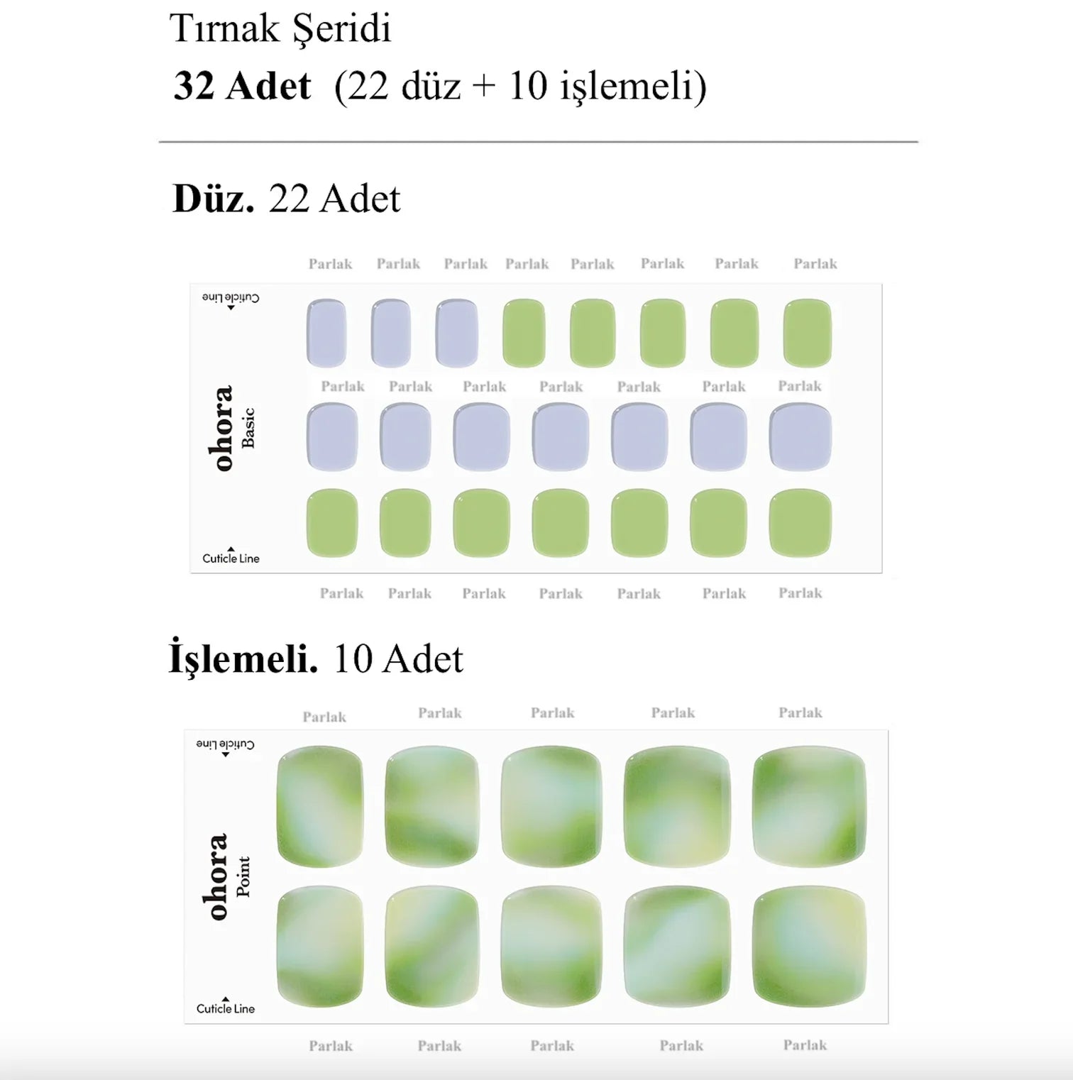 P Aurora Jel Tırnak 32 Adet 2 Kullanım