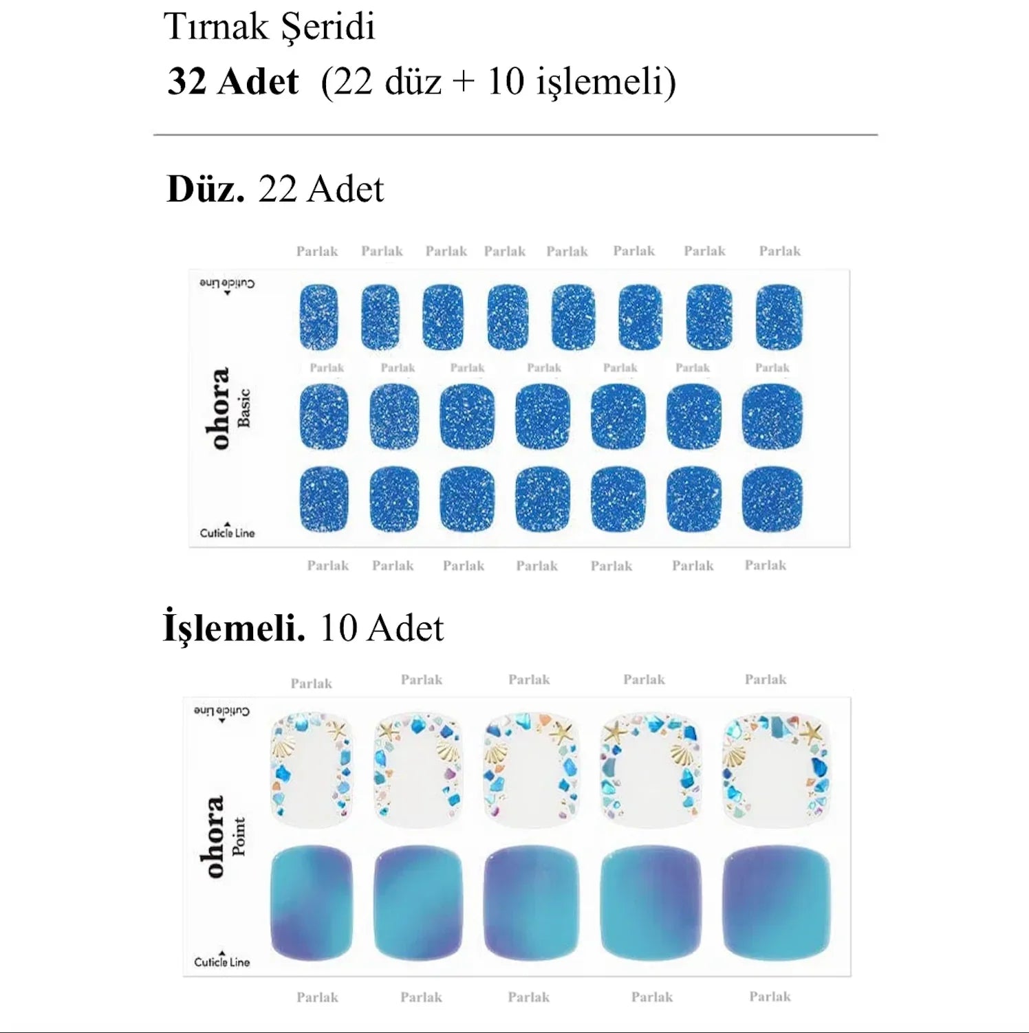 P Beach Diving Jel Tırnak 32 Adet 2 Kullanım