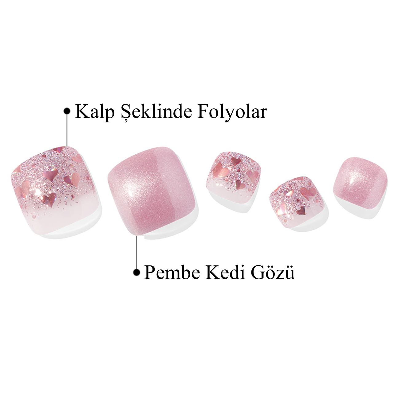 P Heart Glimmer Jel Tırnak 30 Adet 2 Kullanım