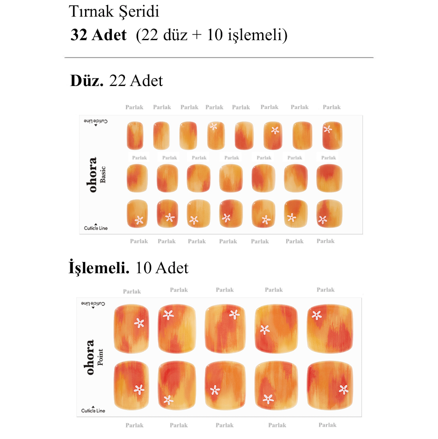 P Orange Blossom Jel Tırnak 32 Adet 2 Kullanım