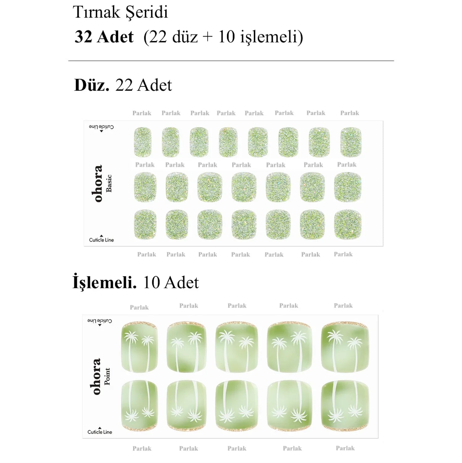 P Palm Tree Jel Tırnak 32 Adet 2 Kullanım