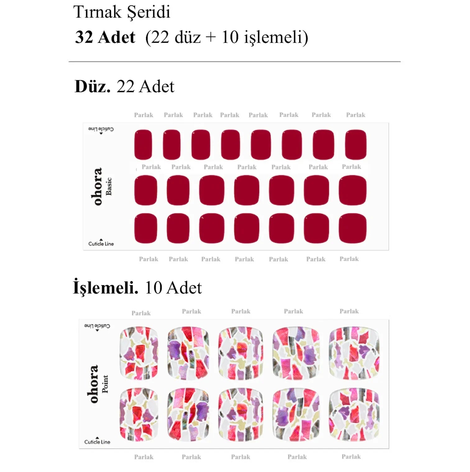 P Satin magenta Jel Tırnak 32 Adet 2 Kullanım