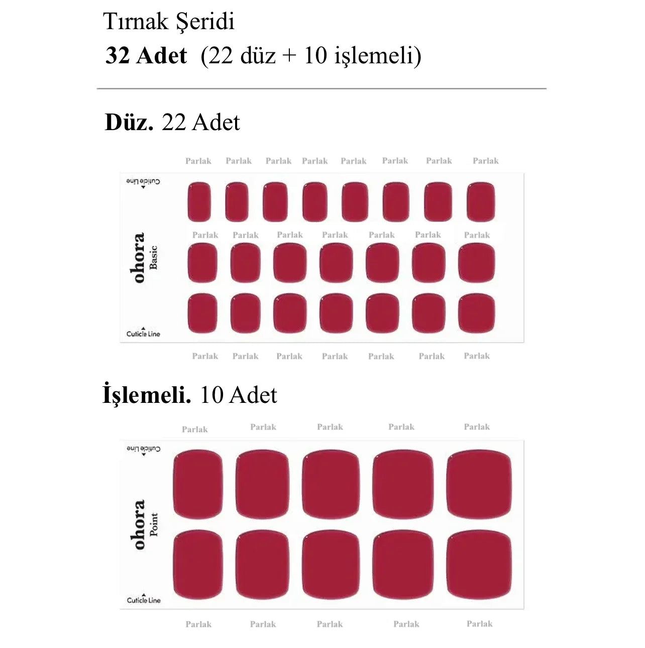 P Tint Burgundy Jel Tırnak 32 Adet 2 Kullanım
