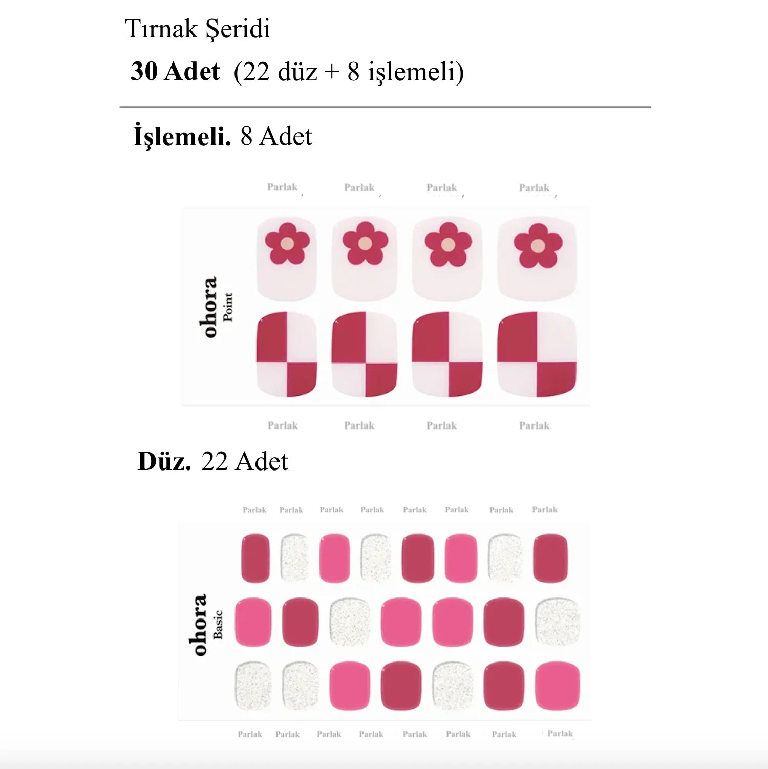 P Viva Flower Jel Tırnak 30 Adet 2 Kullanım