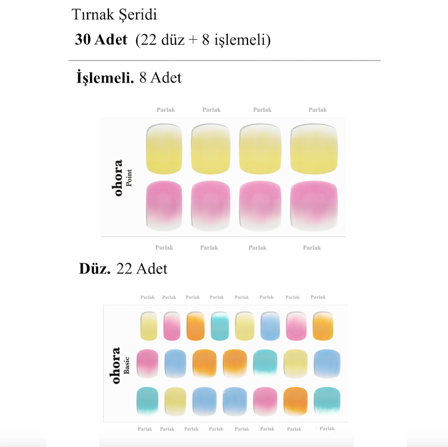 P Watercolor Jel Tırnak 30 Adet 2 Kullanım