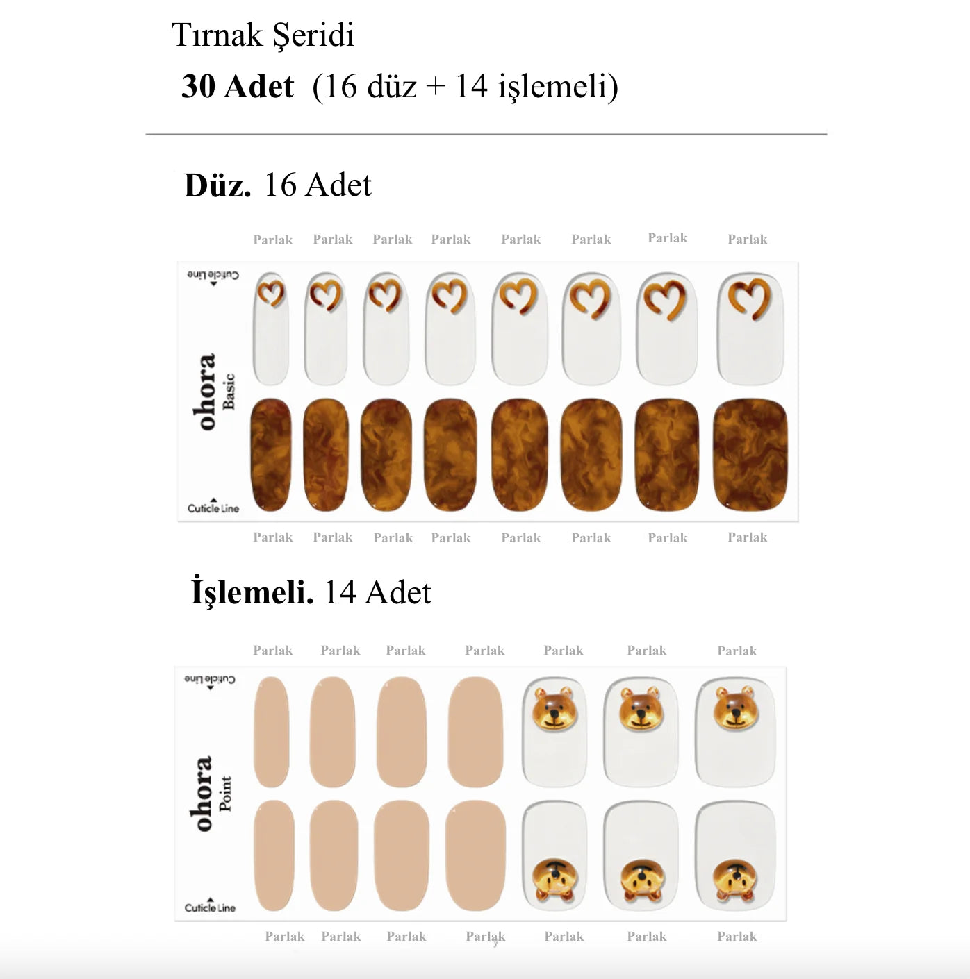 N Caramel Bear Jel Tırnak 30 Adet, 2 Kullanım