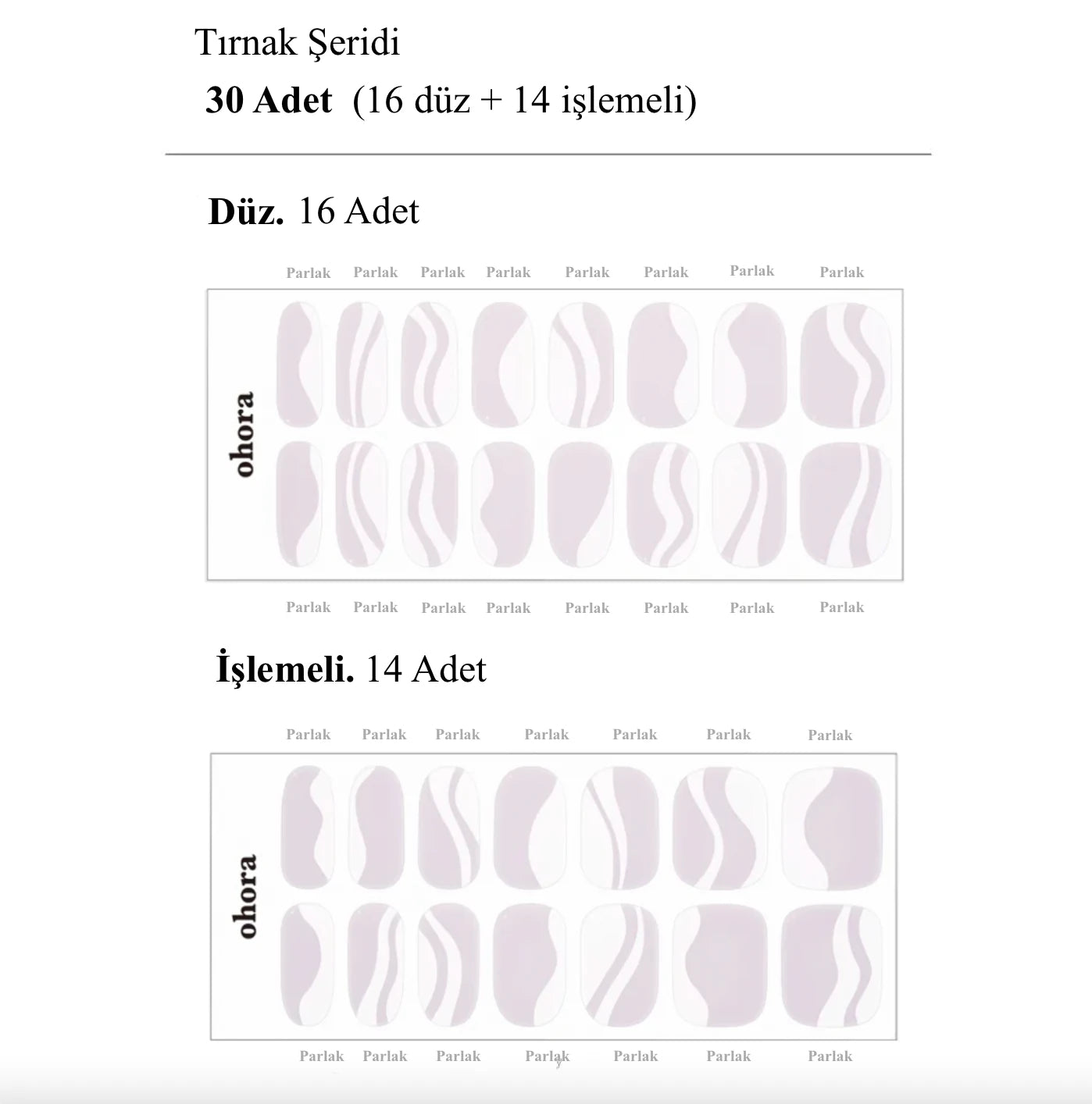 N White Swirl Jel Tırnak 30 Adet, 2 Kullanım