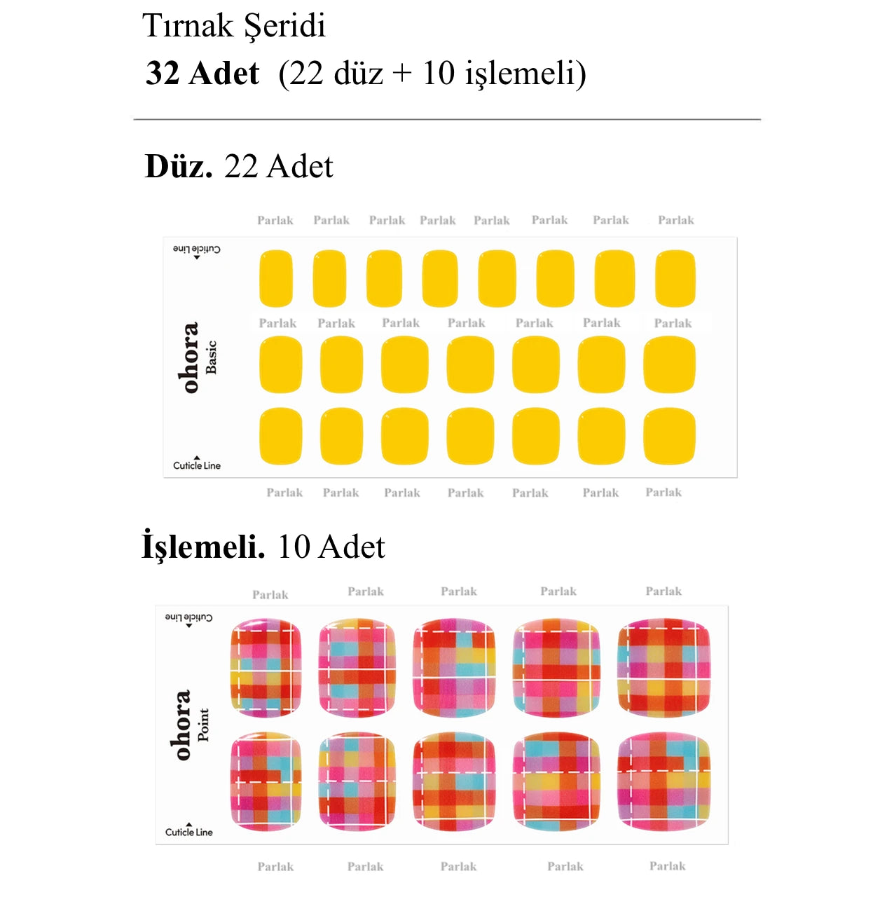 P Duble Check Jel Tırnak 32 Adet, 2 Kullanım