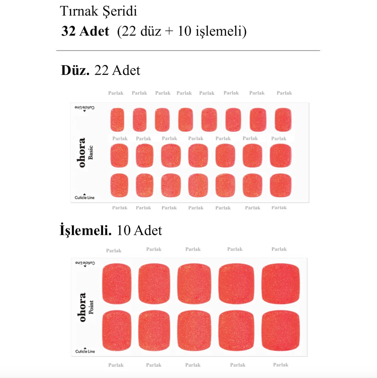 P Vermeil Jel Tırnak 32 Adet, 2 Kullanım