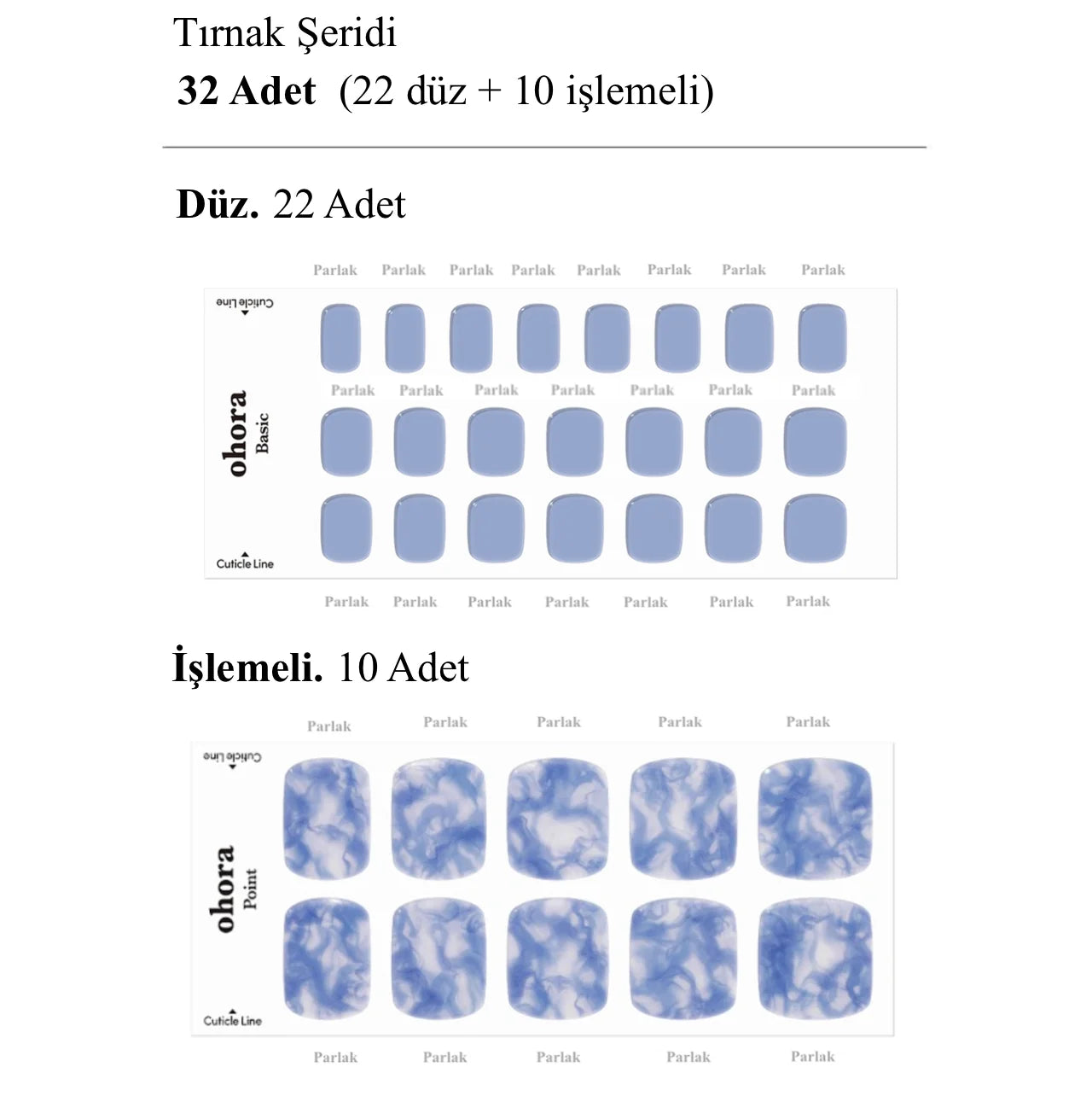 P Marble Soda Jel Tırnak 32 Adet, 2 Kullanım