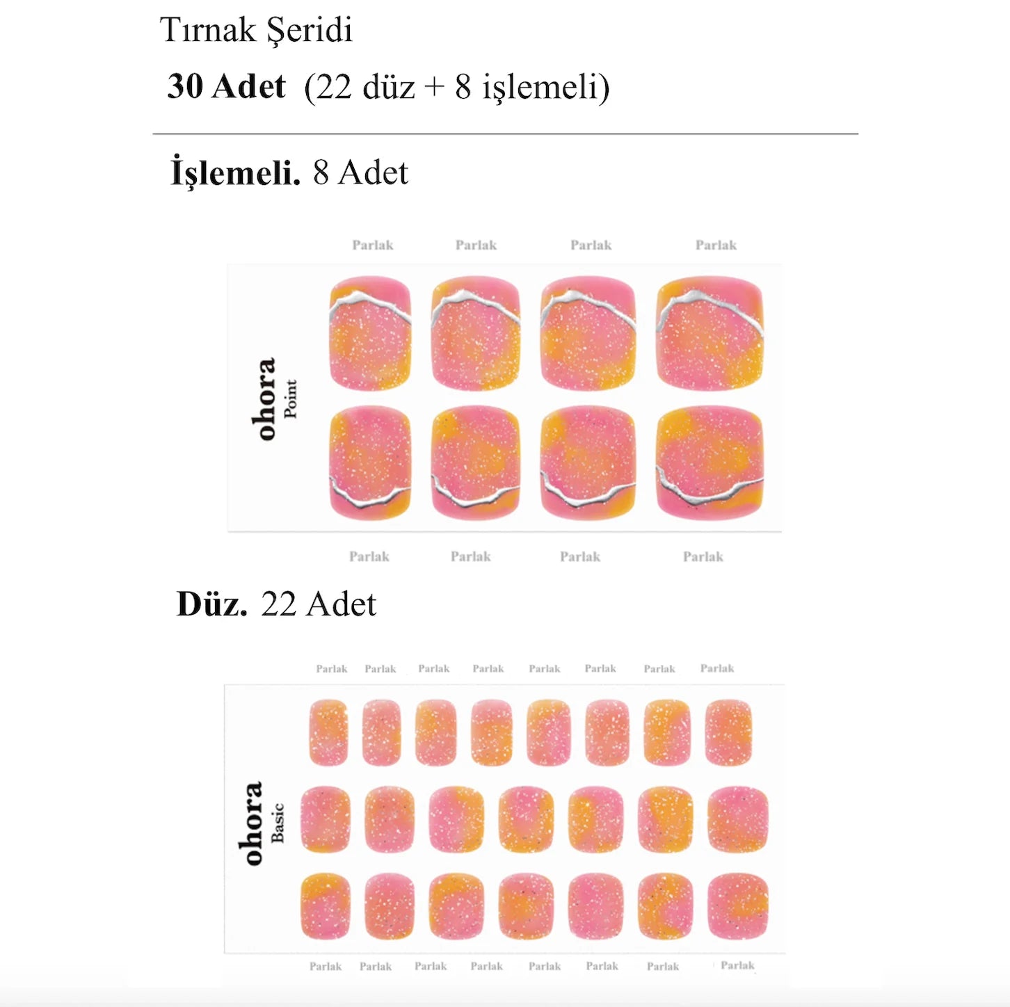 P Orange Beach Jel Tırnak 32 Adet, 2 Kullanım