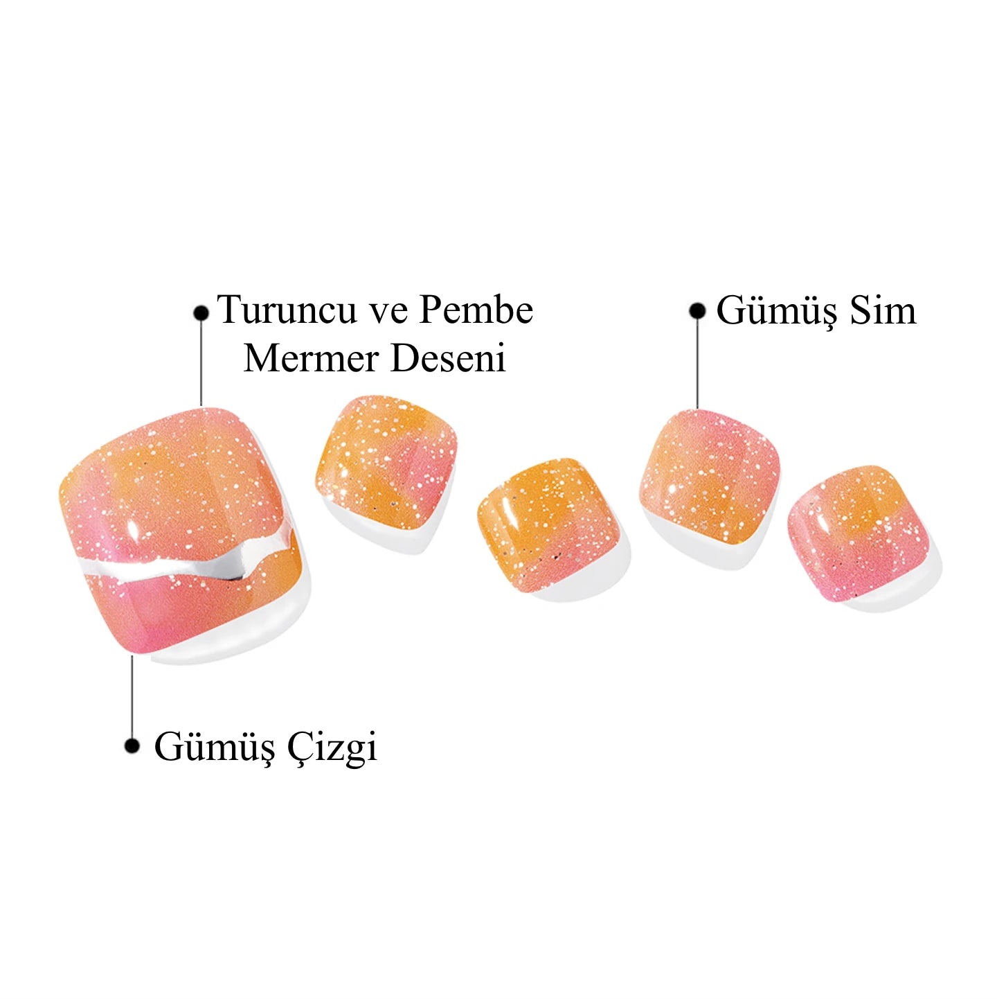 P Orange Beach Jel Tırnak 32 Adet, 2 Kullanım