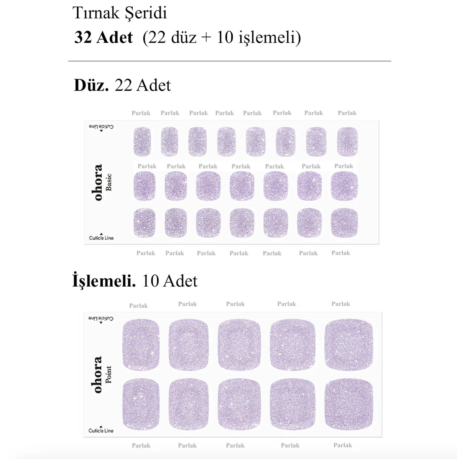 P Blueberry Pop Jel Tırnak 32 Adet, 2 Kullanım
