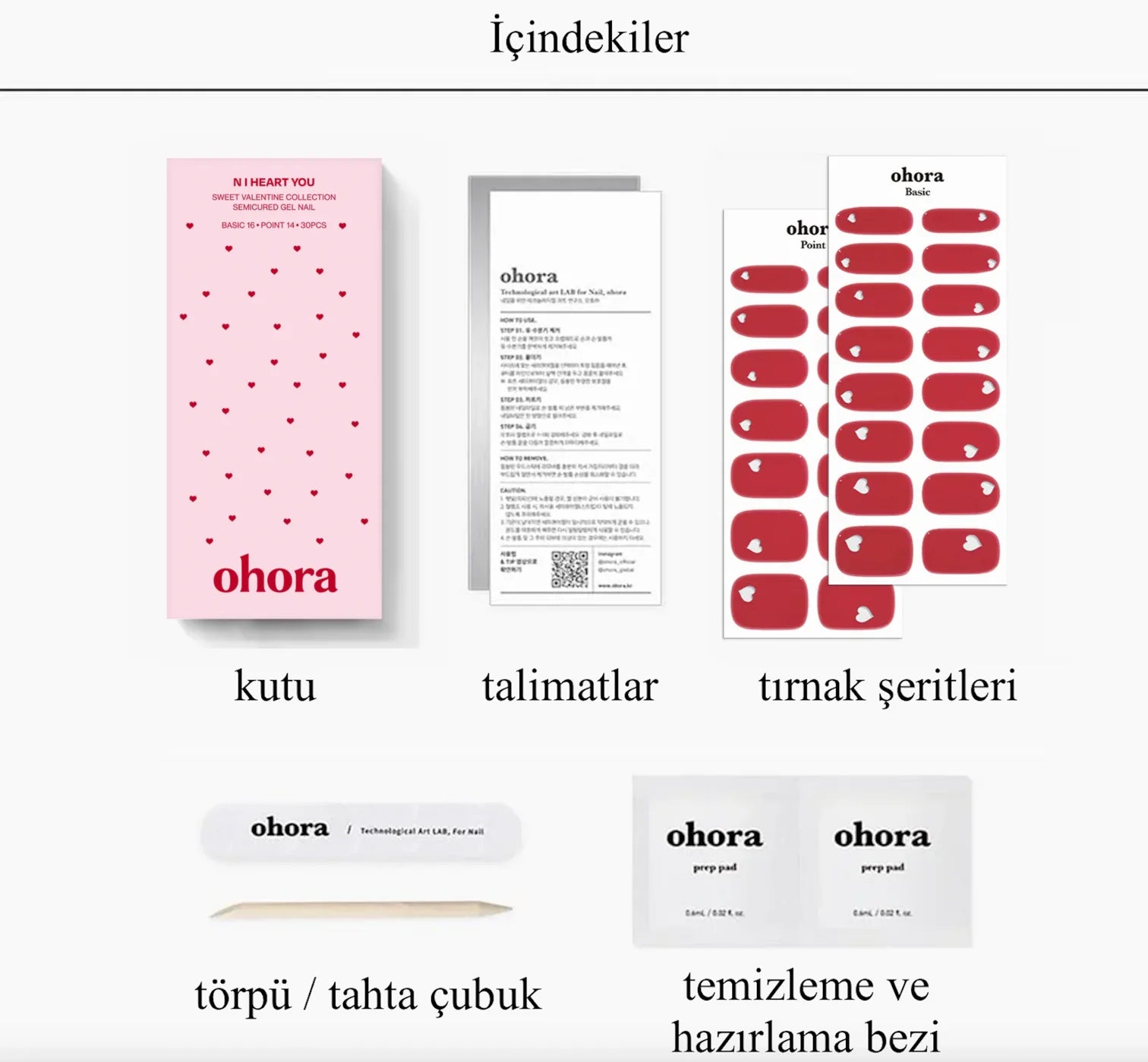 N I Heart You Jel Tırnak 30 Adet, 2 Kullanım