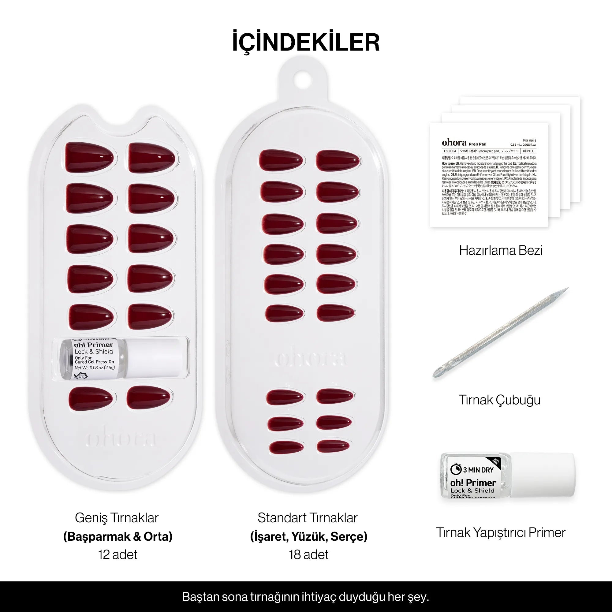 Allure Burgundy Jel Takma Tırnak Kısa Oval 30 Adet