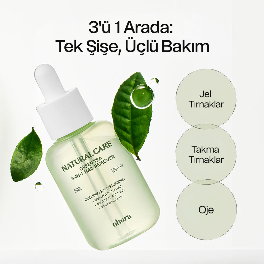 Ohora Asetonsuz Jel, Takma Tırnak ve Oje Çıkarıcı 50ml - Yeşil Çaylı Nemlendirici Solüsyon
