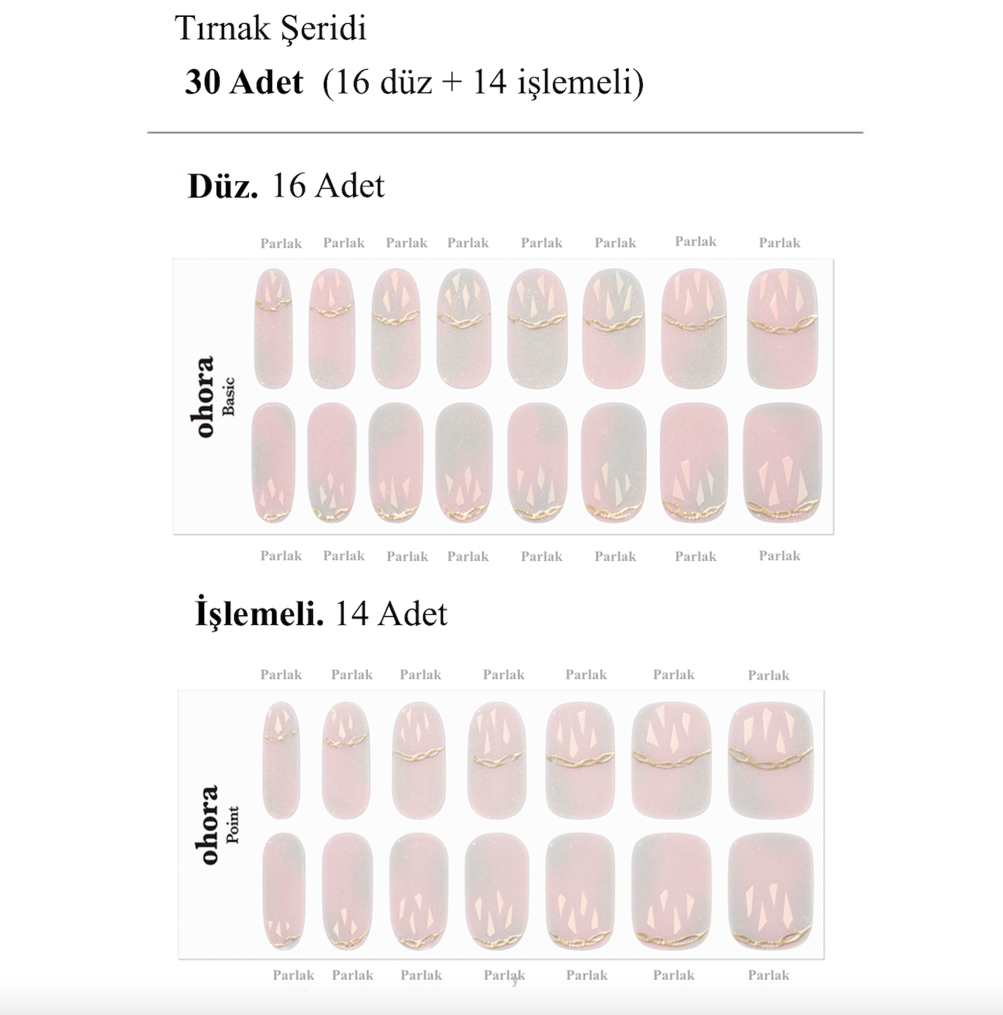 N Pink Mermaid Jel Tırnak 30 Adet, 2 Kullanım