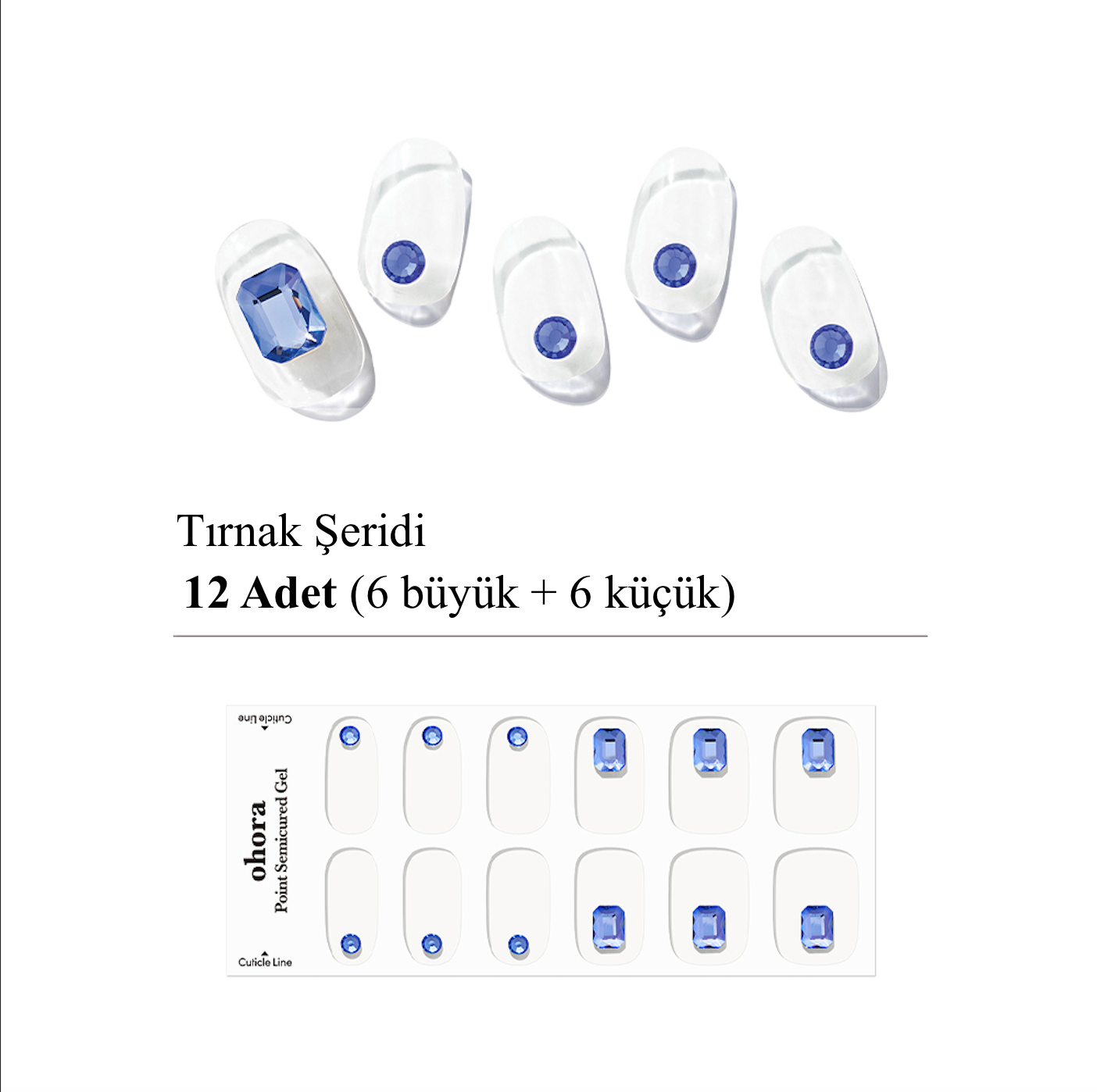 Round Square Jel Tırnak 12 Adet, 1 Kullanım