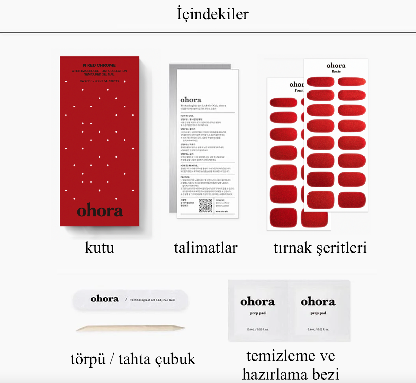 N Red Chrome Jel Tırnak 30 Adet, 2 Kullanım