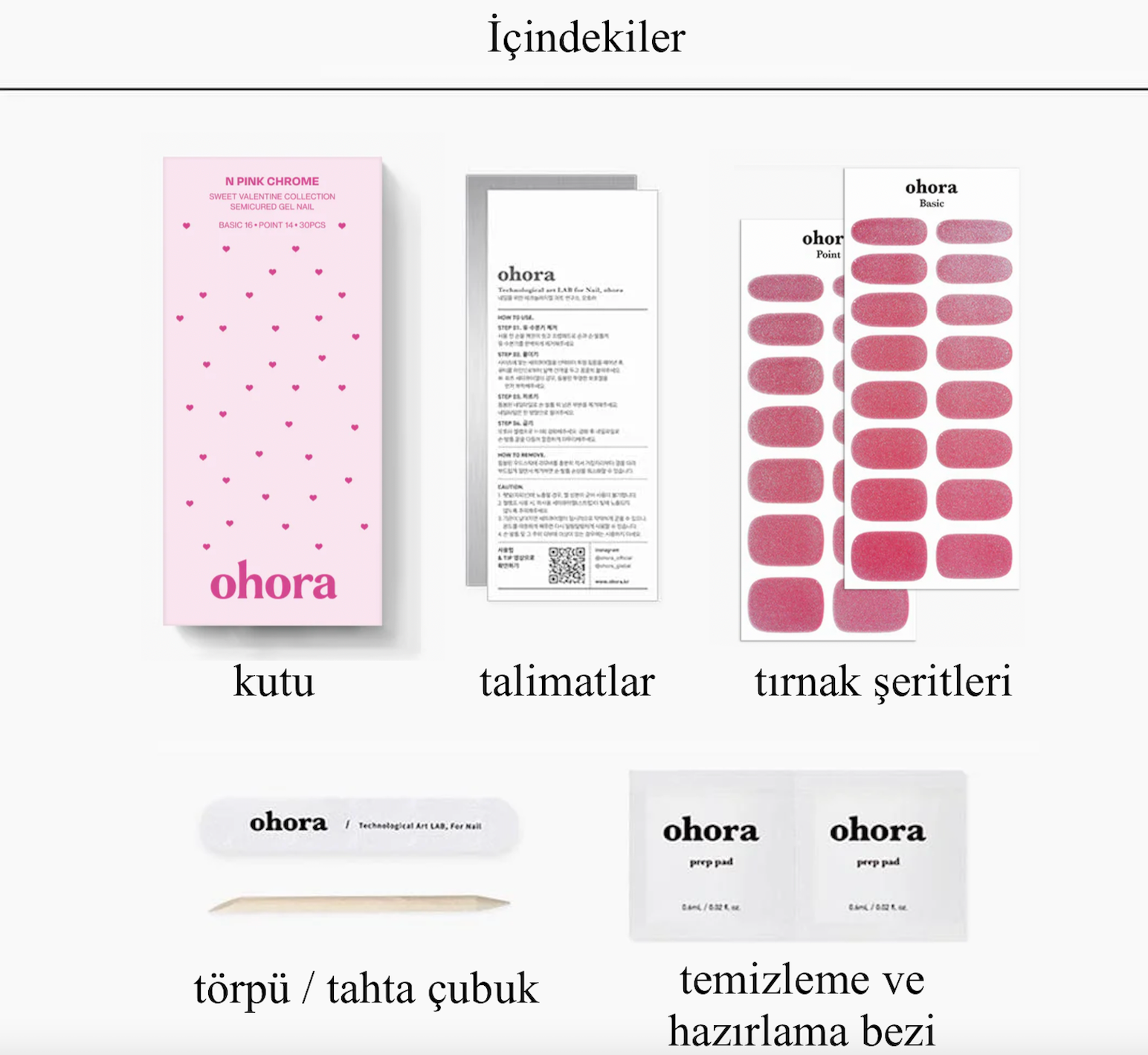 N Pink Chrome Jel Tırnak 30 Adet, 2 Kullanım