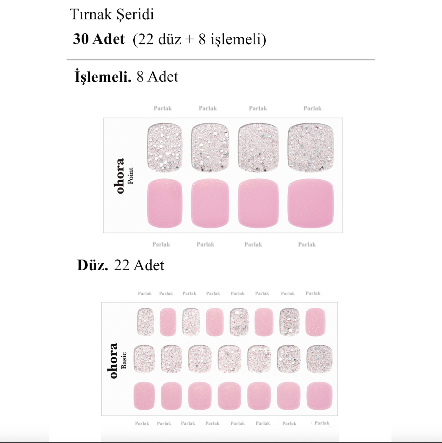 P Love Sparkle Jel Tırnak 30 Adet, 2 Kullanım