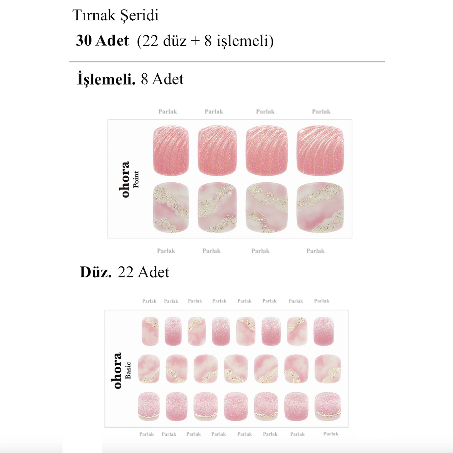 P Mermaid Dust Jel Tırnak 30 Adet, 2 Kullanım