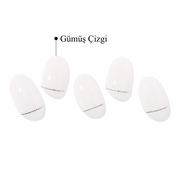 gümüş çizgili beyaz takma tırnaklar