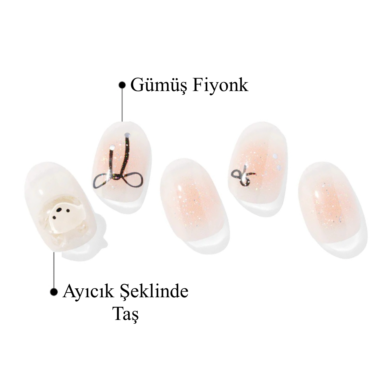 N Bear Up sevimli ayı desenli jel tırnak seti