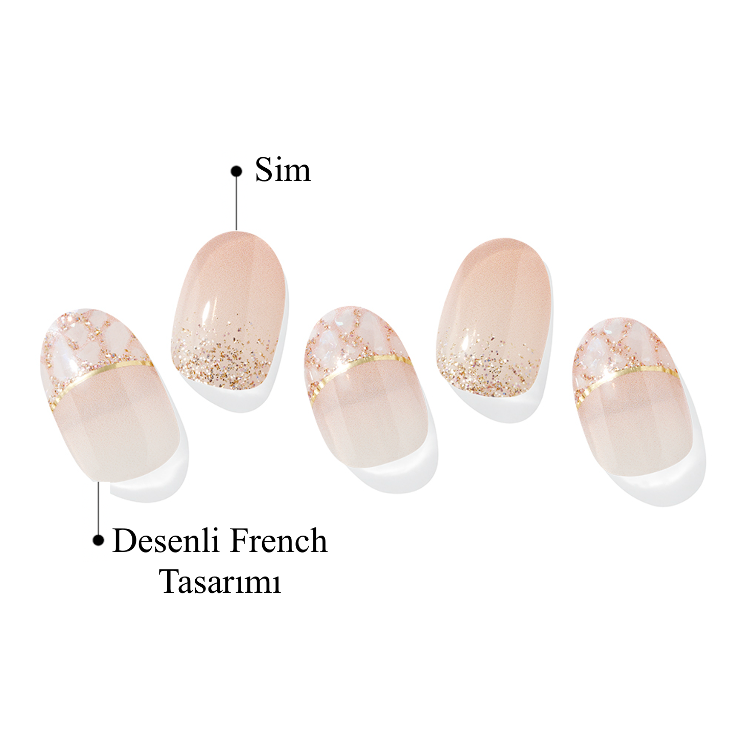 simli desenli french tırnaklar