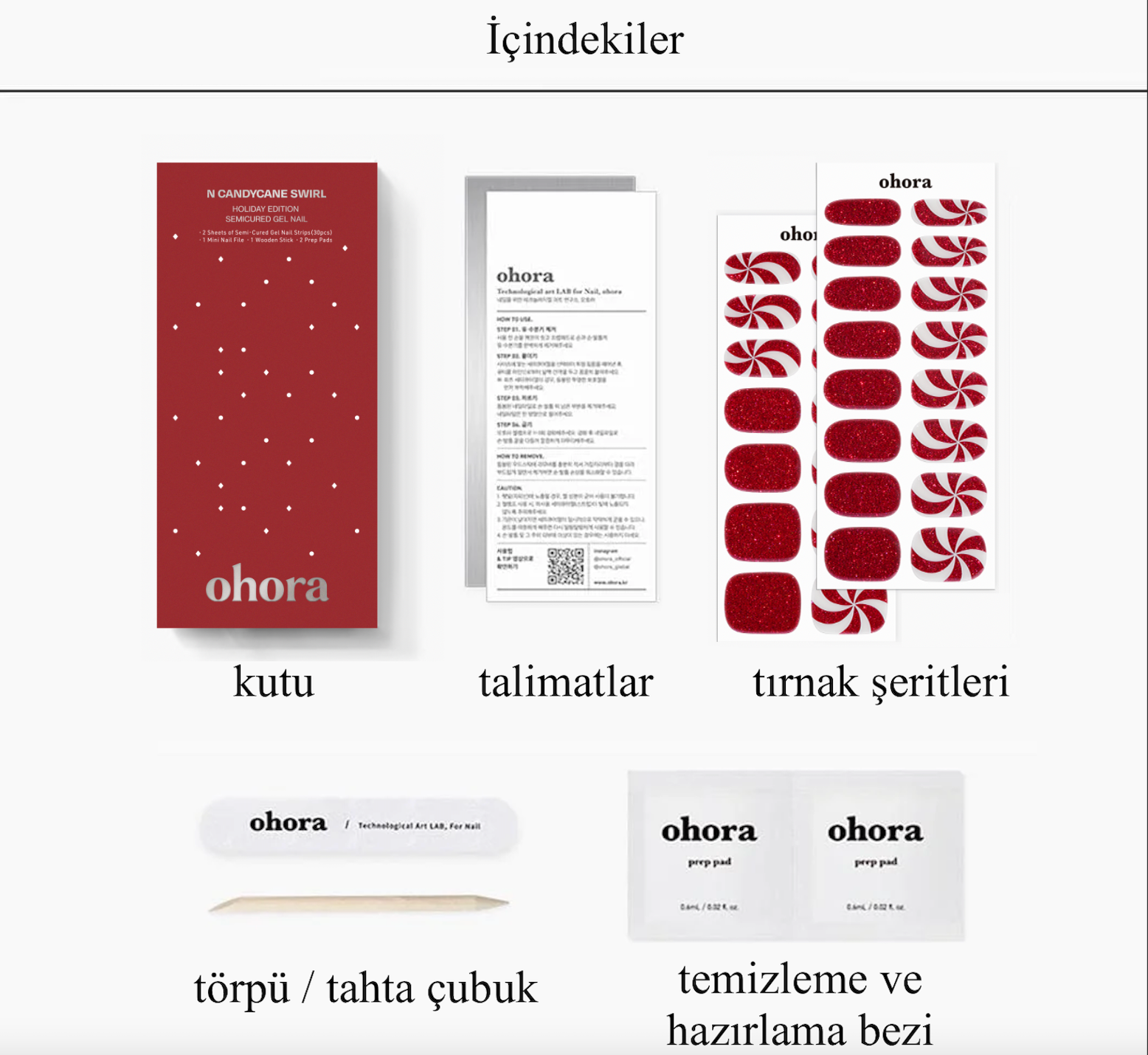 N Candycane Swirl Jel Tırnak 30 Adet, 2 Kullanım