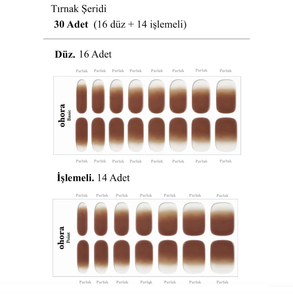 N Marron Jel Tırnak 30 Adet, 2 Kullanım