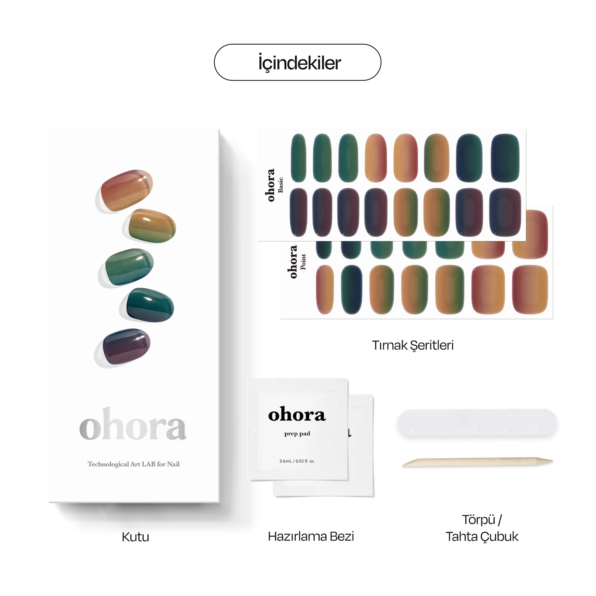 N Autumn Ombre Jel Tırnak 30 Adet, 2 Kullanım