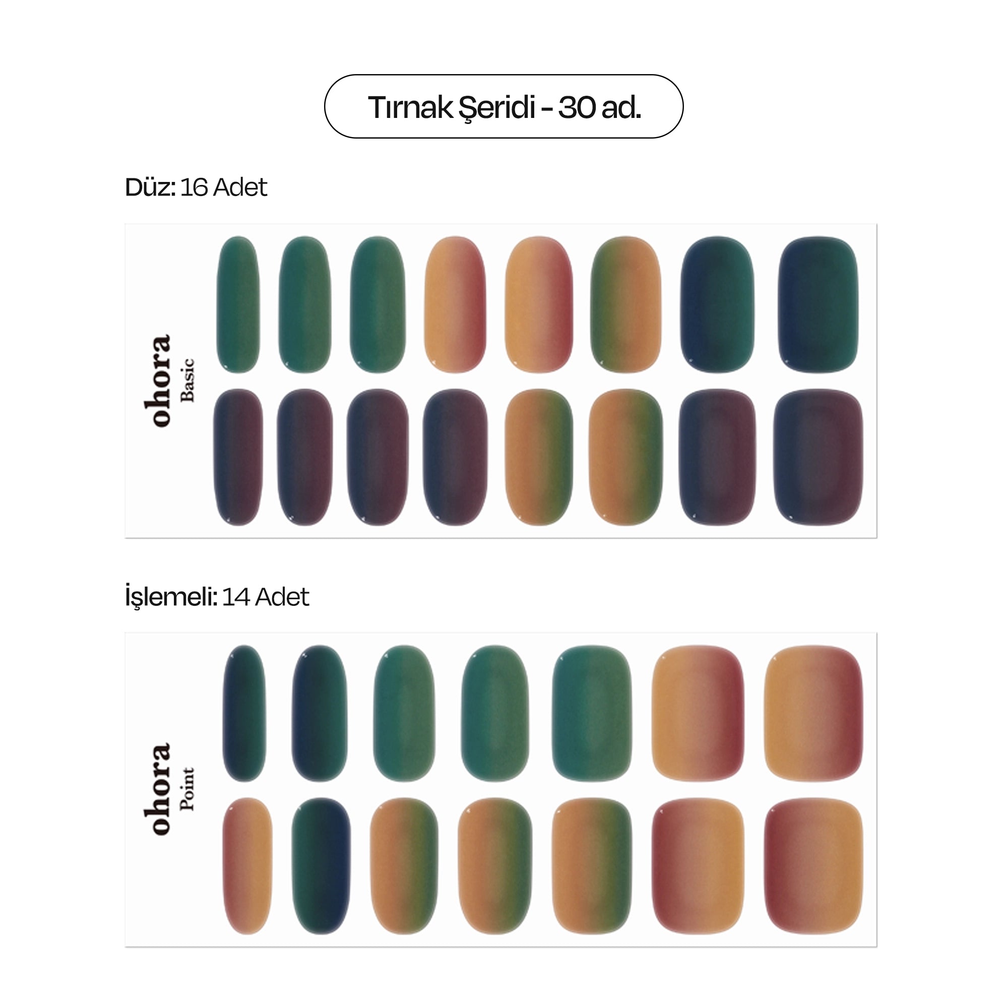 N Autumn Ombre Jel Tırnak 30 Adet, 2 Kullanım
