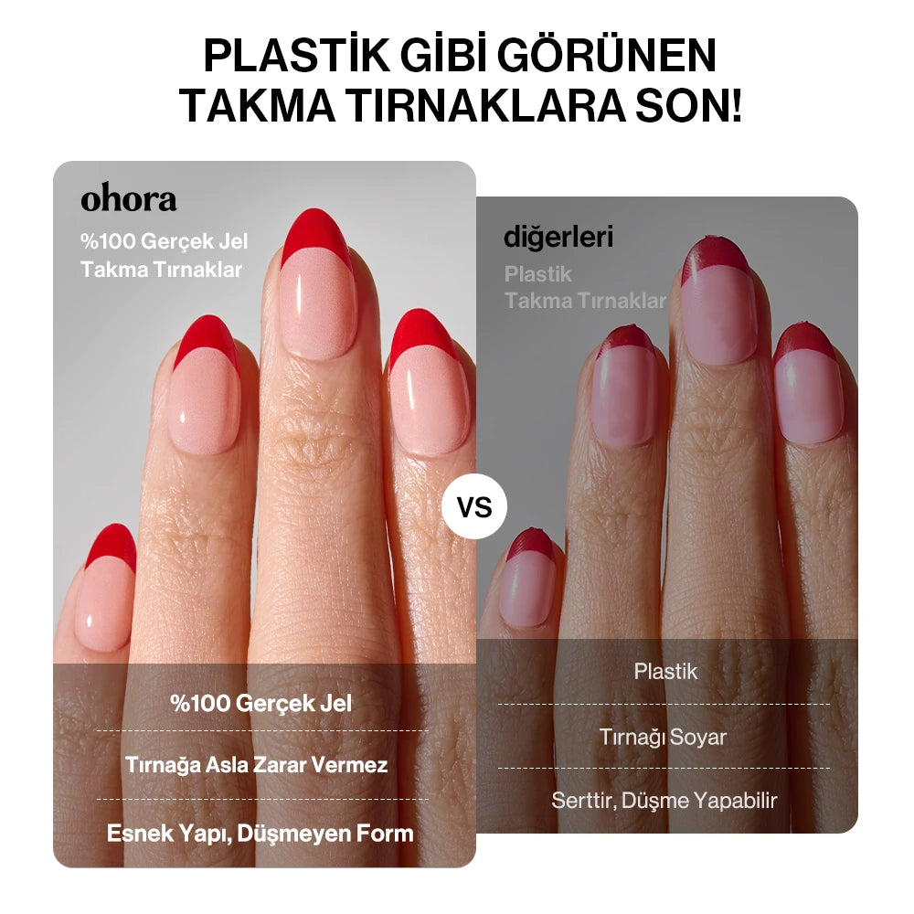 Ohora jel takma tırnak ile plastik takma tırnak karşılaştırması