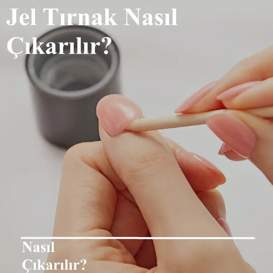 Bir kişinin elleri jel tırnak oje çıkarmanın nasıl yapıldığını gösteriyor.