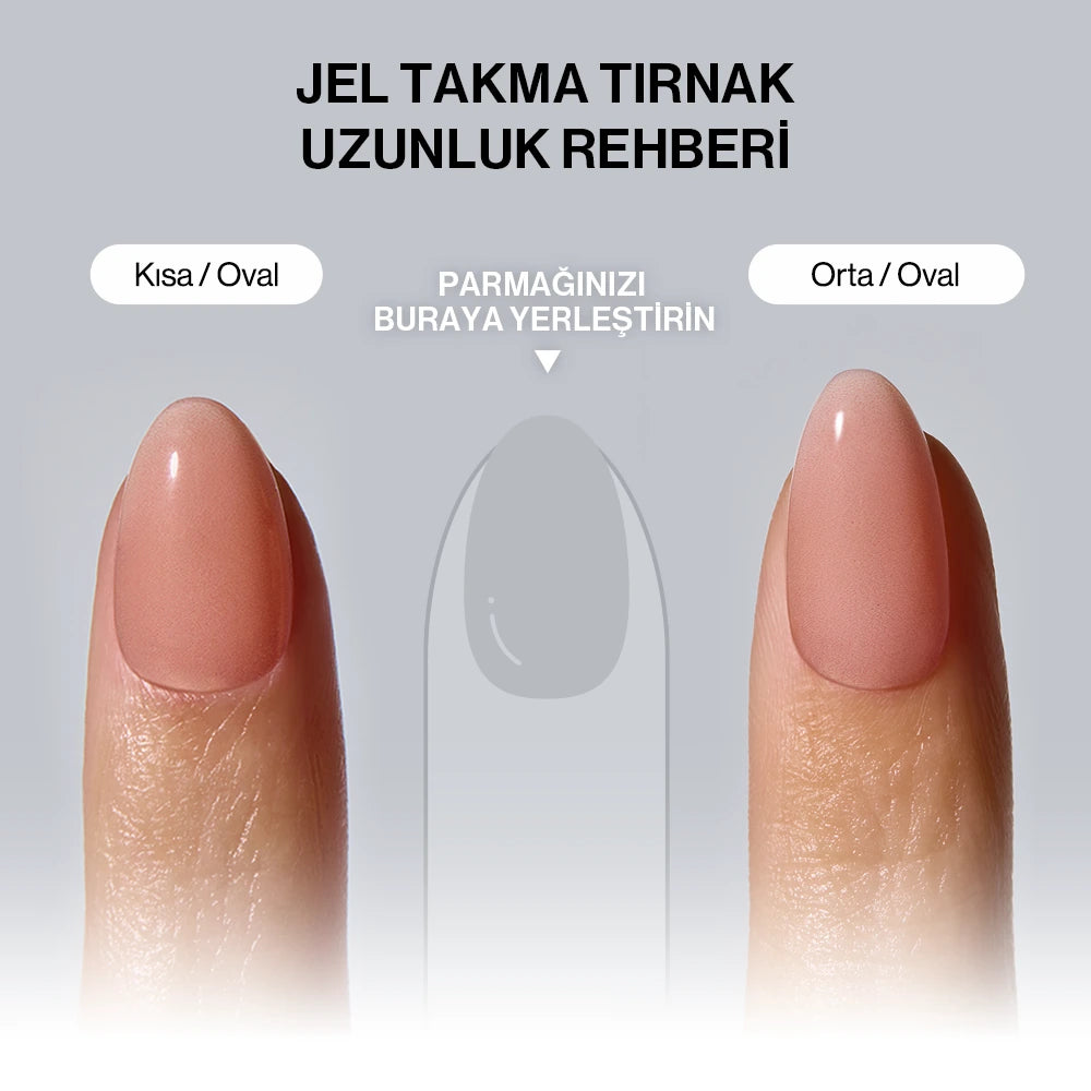 Jel takma tırnak uzunluk rehberi: kısa oval ve orta boy oval karşılaştırması