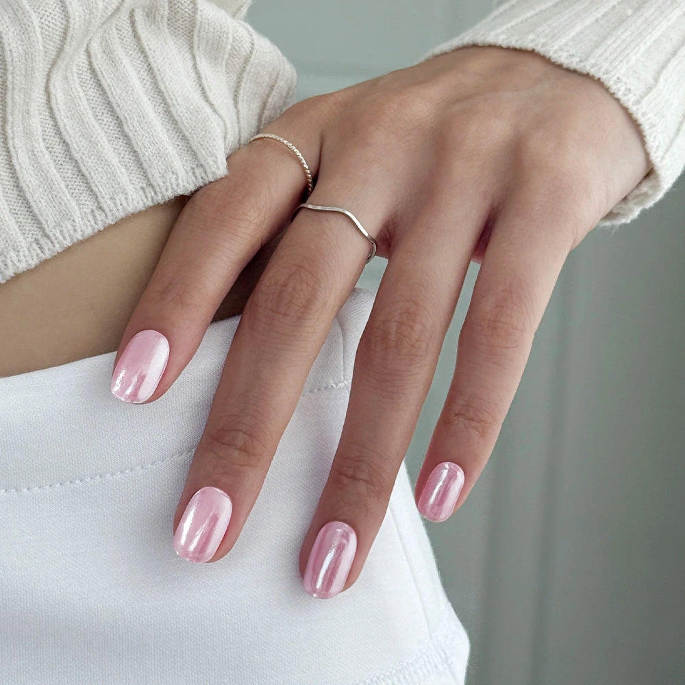 N Baby Pink Chrome Jel Tırnak 30 Adet, 2 Kullanım - 6