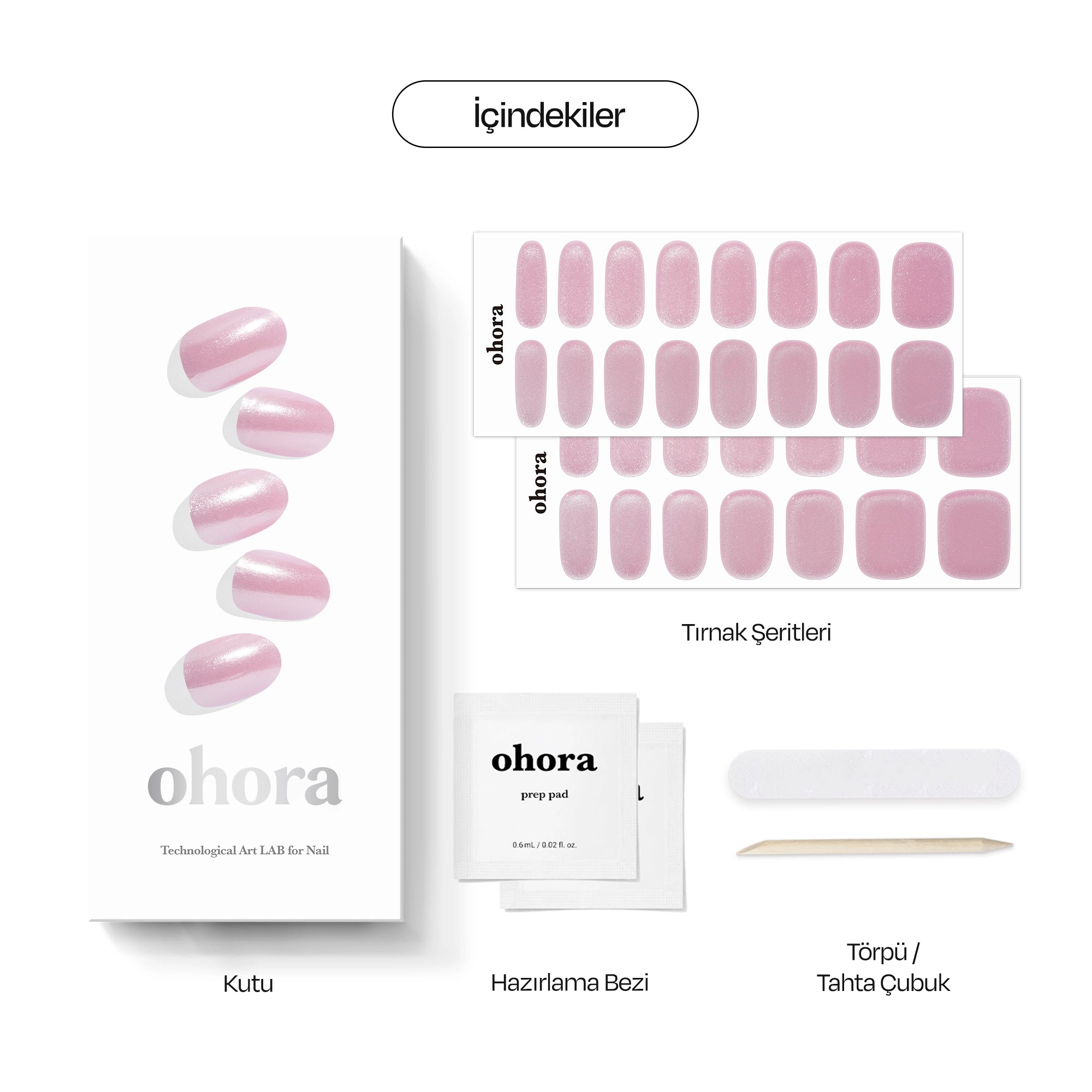 N Baby Pink Chrome Jel Tırnak 30 Adet, 2 Kullanım